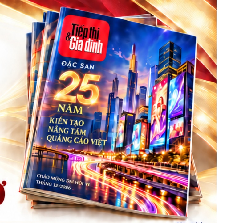 Phối cảnh bìa Đặc san 25 năm Quảng cáo Việt